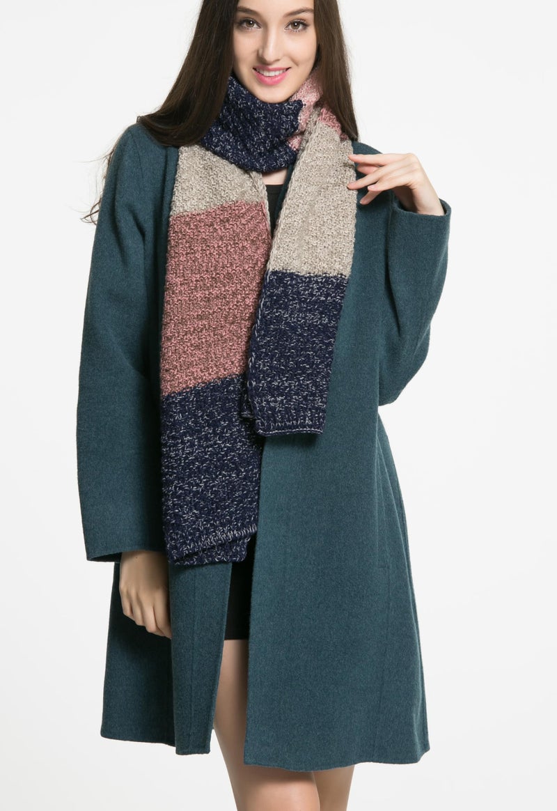NEOSAN Women Men Winter Thick Cable Knit Wrap Chunky Warm Scarf Cont Pink N - Image 2